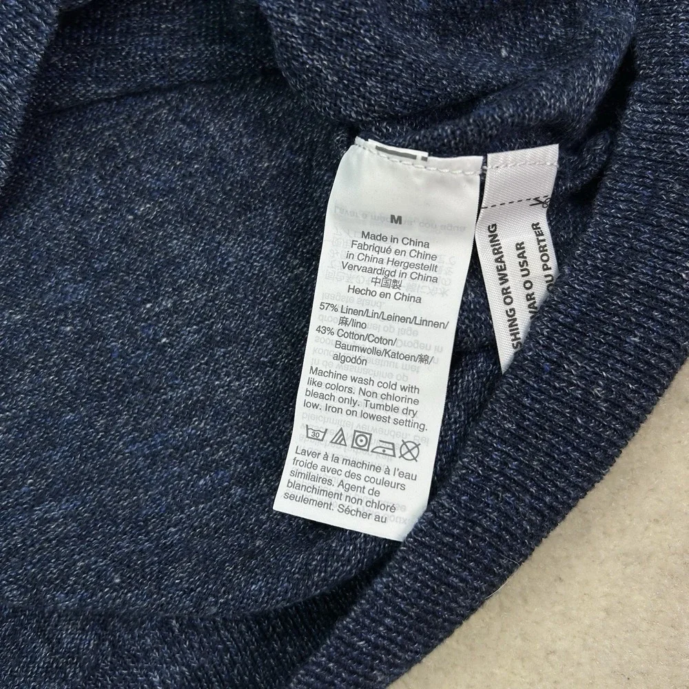 J.Crew Sweater Mens Medium Lightweight Linen Cotton Crewneck Preppy